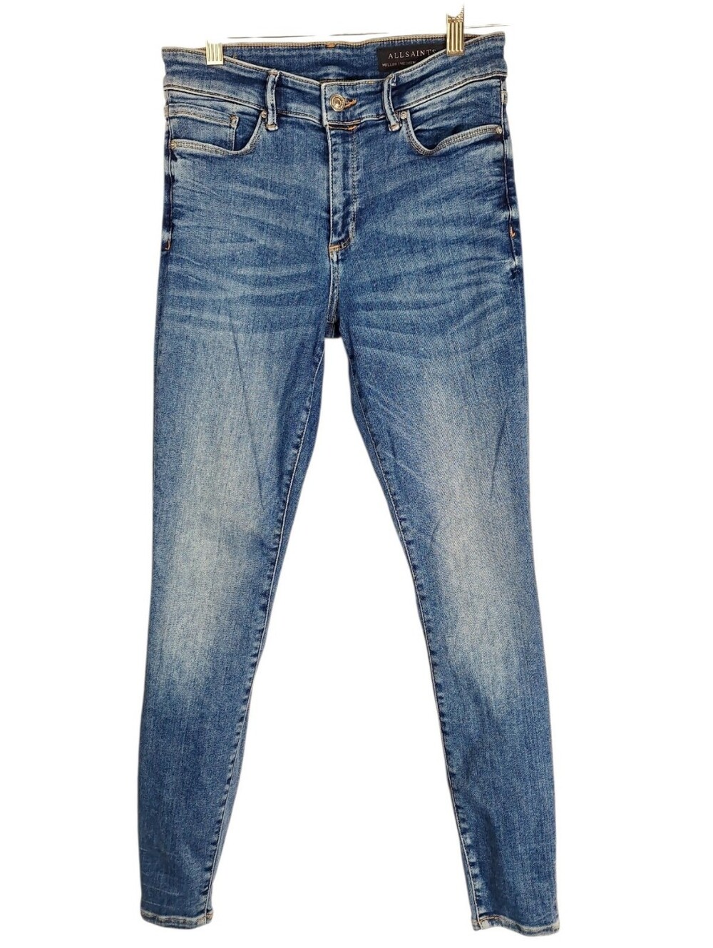 All Saints Miller Skinny Jeans Sz Medium 28x28 Blue Stretch